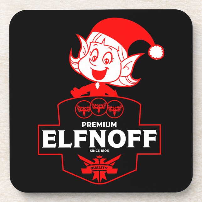Funny Christmas Vodka Beverage Coaster (Front)