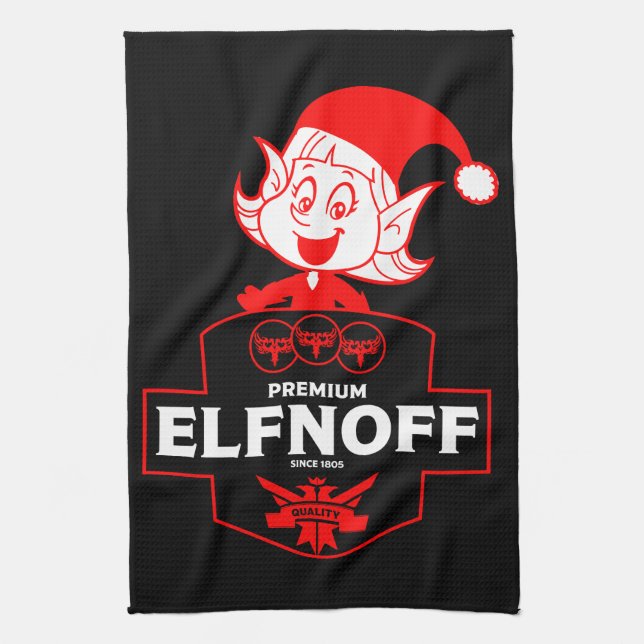 Funny Christmas Vodka Kitchen Towel (Vertical)