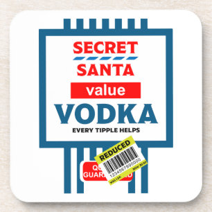 Funny Christmas Vodka Label Beverage Coaster