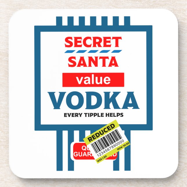 Funny Christmas Vodka Label Beverage Coaster (Front)