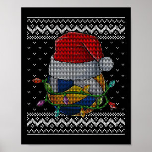 Funny Christmas Volleyball Santa Hat Xmas Pajamas  Poster
