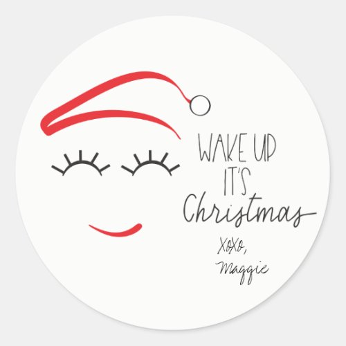 Funny Christmas Wake Up Its Christmas Lashes Classic Round Sticker