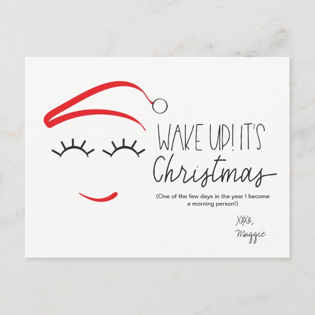 Funny Christmas Wake Up It's Christmas Lashes Holiday Postcard (Front)