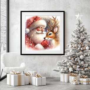 Funny Christmas Wall Art Featuring Santa Rudolph