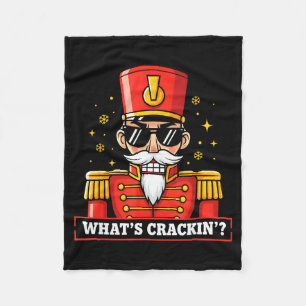 Funny Christmas Whats Crackin Nutcracker Men Kids Fleece Blanket