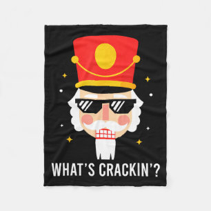 Funny Christmas Whats Crackin Nutcracker Men Kids Fleece Blanket