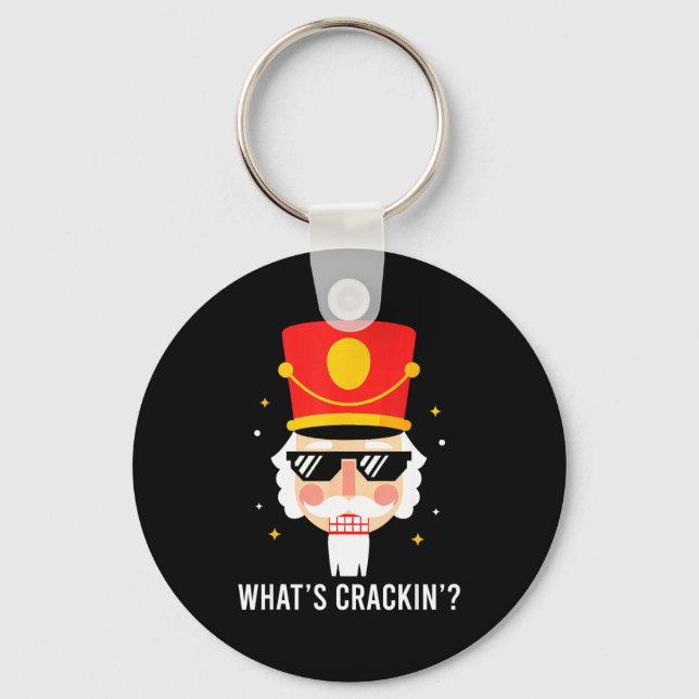 Funny Christmas Whats Crackin Nutcracker Men Kids  Keychain (Front)