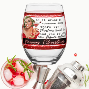 Funny Christmas Wine Glass Retro Best Friend Liqou