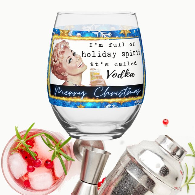 Funny Christmas Wine Glass Retro Best Friend Vodka (Creator Uploaded)