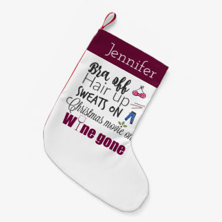 Funny Christmas Wine Gone Bra Off Personalized Small Christmas Stocking