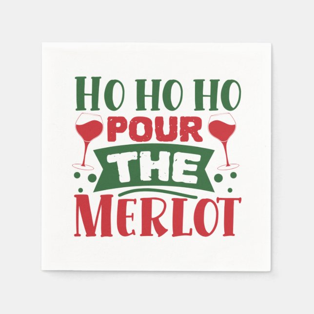 Funny Christmas wine Holiday party Napkins (Front)