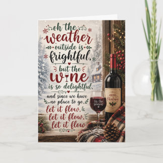 Funny Christmas Wine Let It Flow Holiday Card