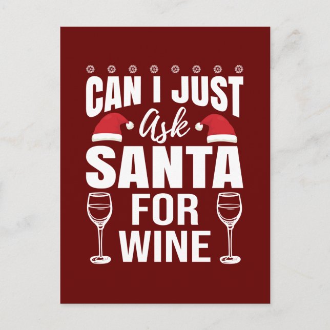 funny Christmas wine lovers Holiday Postcard (Front)