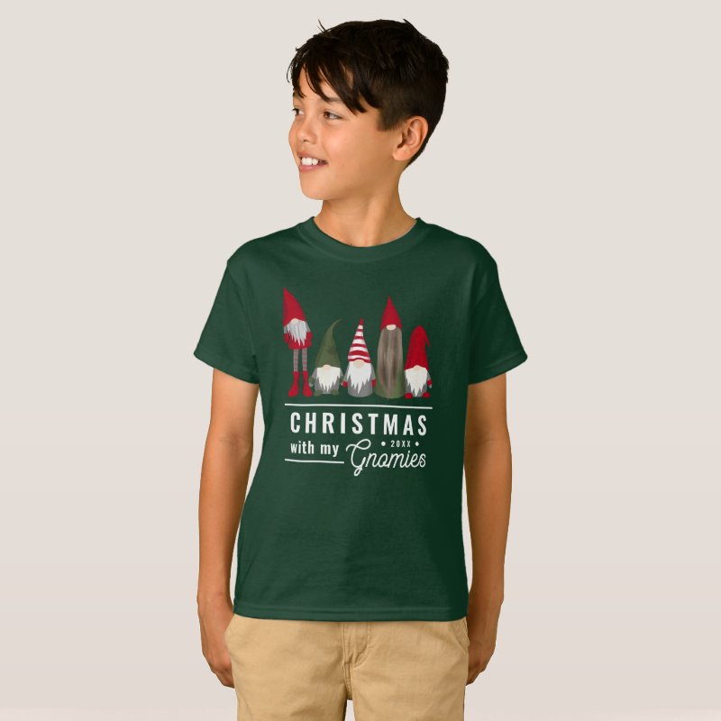 Funny Christmas With My Gnomies Kids Holiday T-Shirt