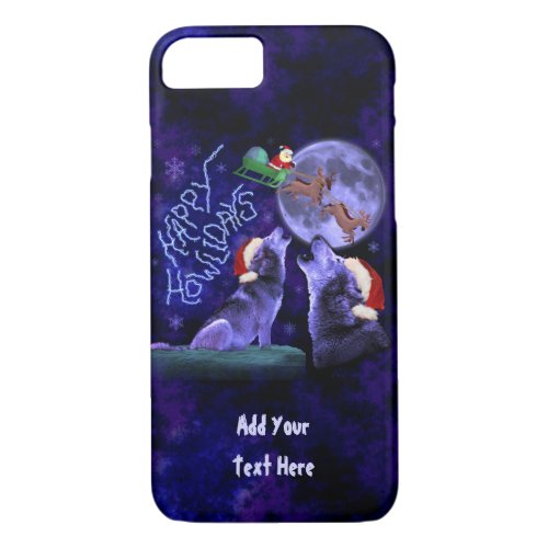 Funny Christmas Wolf Pun Happy Howlidays Custom iPhone 87 Case