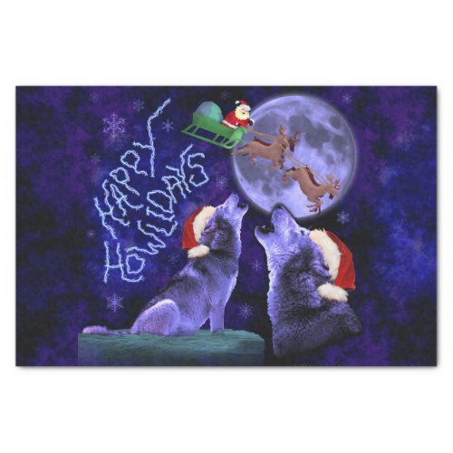 Funny Christmas Wolf Pun Happy Howlidays Humor Tissue Paper