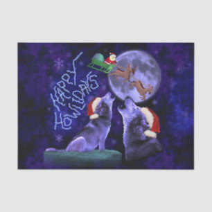 Funny Christmas Wolf Pun Happy Howlidays Humor Tissue Paper