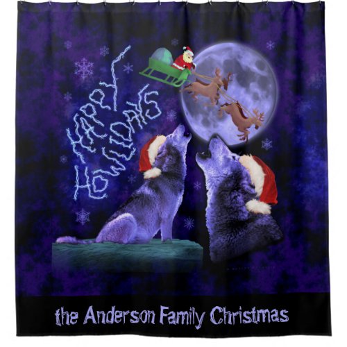 Funny Christmas Wolves Happy Howlidays  Custom Shower Curtain