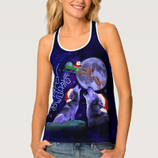 Funny Christmas Wolves Howlidays Pun Humor Tank Top