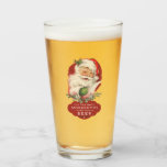 Funny Christmas Wonderful Time For A Beer  Glass at Zazzle