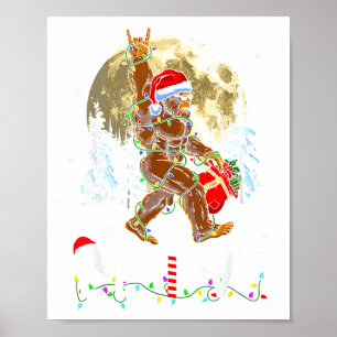Funny Christmas Xmas Bigfoot Believe Sasquatch In Poster