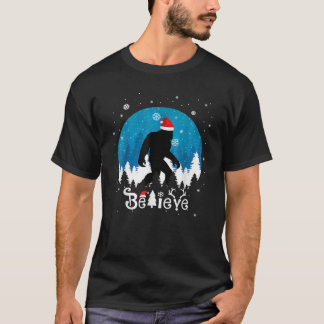 Funny Christmas Xmas Bigfoot Believe Sasquatch In  T-Shirt