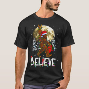 Funny Christmas Xmas Bigfoot Believe Sasquatch In T-Shirt