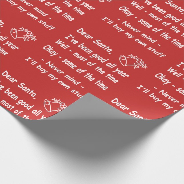 funny Christmas Xmas gift wrap Dear Santa letter (Corner)
