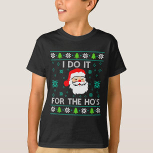Funny Christmas Xmas Inappropriate Santa I Do It F T-Shirt