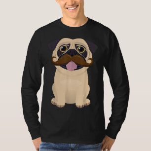 Funny Christmas Xmas Pug Dog Mustache Kids Costume T-Shirt