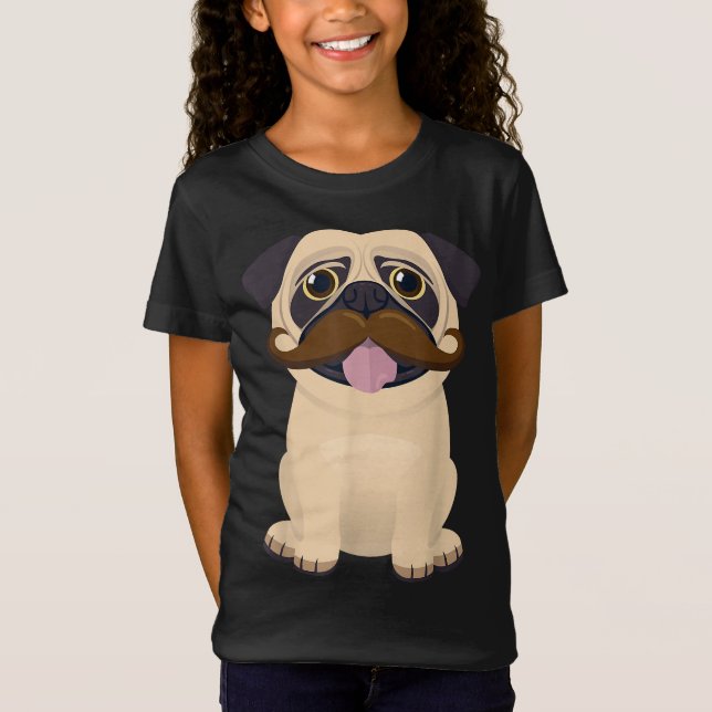 Funny Christmas Xmas Pug Dog Mustache Kids Costume T-Shirt (Front)