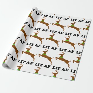 Funny Christmas Xmas reindeer lit af Wrapping Paper