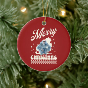 Funny Christmas Yeti Holiday Humor Ceramic Ornament