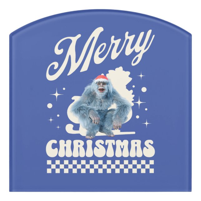 Funny Christmas Yeti Holiday Humor Door Sign (Contour Front)