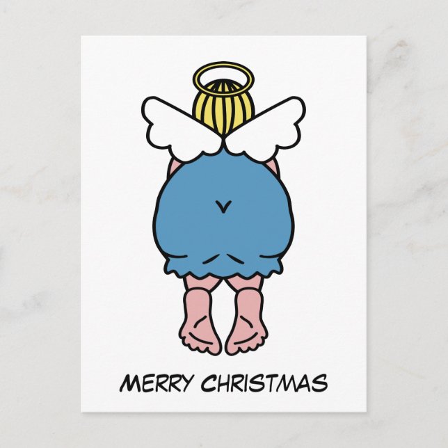 Funny Chubby Angel Humor Merry Christmas Xmas Postcard (Front)