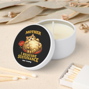 Funny Chubby Cat “I Require Sustenance" Cute Mini Candle Favors