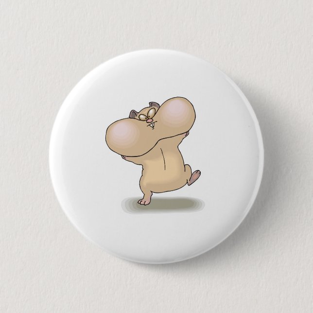funny chubby cheeks hamster pinback button (Front)