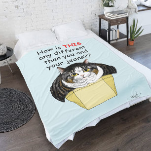 funny Chubby Tabby Cat Box Fleece Blanket
