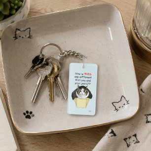 Funny Chubby Tabby Cat Box Keychain
