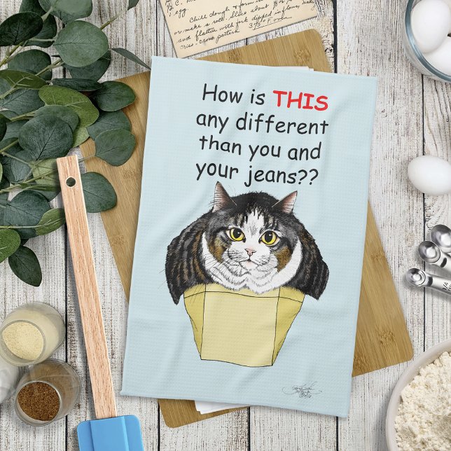 funny Chubby Tabby Cat Box Kitchen Towel (Creator Uploaded)