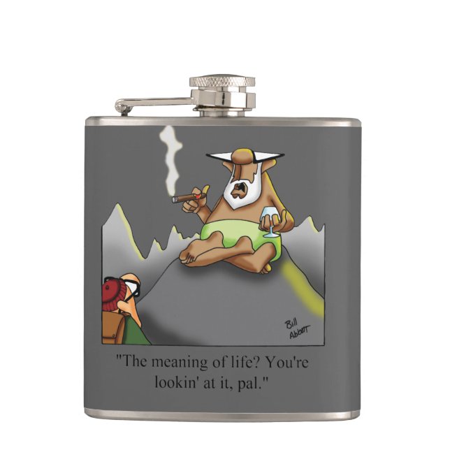 Funny Cigar Humor Flask Gift (Front)