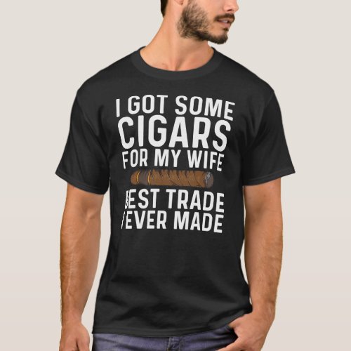 Funny Cigar Lovers Gift For Men Dad Smoking Cigar T_Shirt