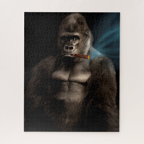 Funny Cigar Smoking Gorilla Smoker Jigsaw Puzzle