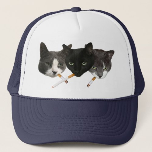 Funny Cigarette Smoking Cats Trucker Hat