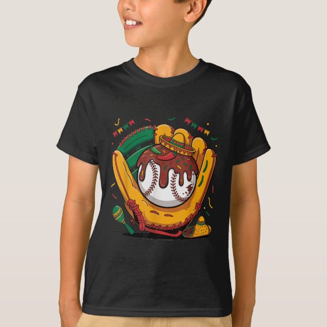 Funny Cinco De Mayo Baseball Glove Lets Fiesta 5 D T-Shirt (Front)