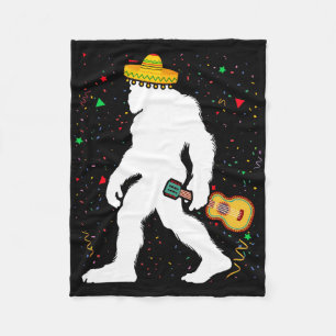 Funny Cinco De Mayo Bigfoot Mexican Guitar - Cinco Fleece Blanket