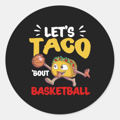 Funny Cinco De Mayo Boys Kids Mexican Taco Basketb Classic Round Sticker