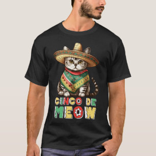 Funny Cinco De Mayo Cute Mexican Cat Sombrero T-Shirt