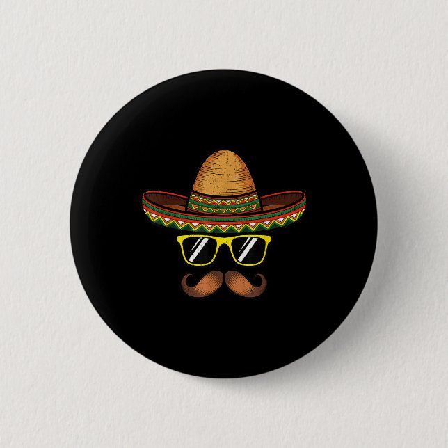Funny Cinco De Mayo Funny Sombrero Hat With Sungl  Button (Front)