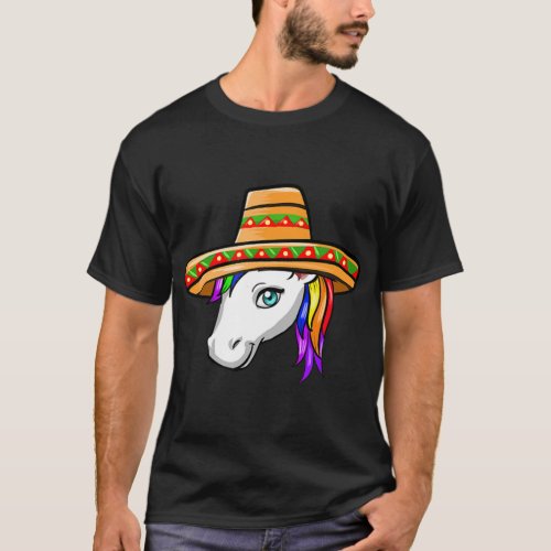 Funny Cinco De Mayo Love Unicorn Kawaii Sombrero H T_Shirt